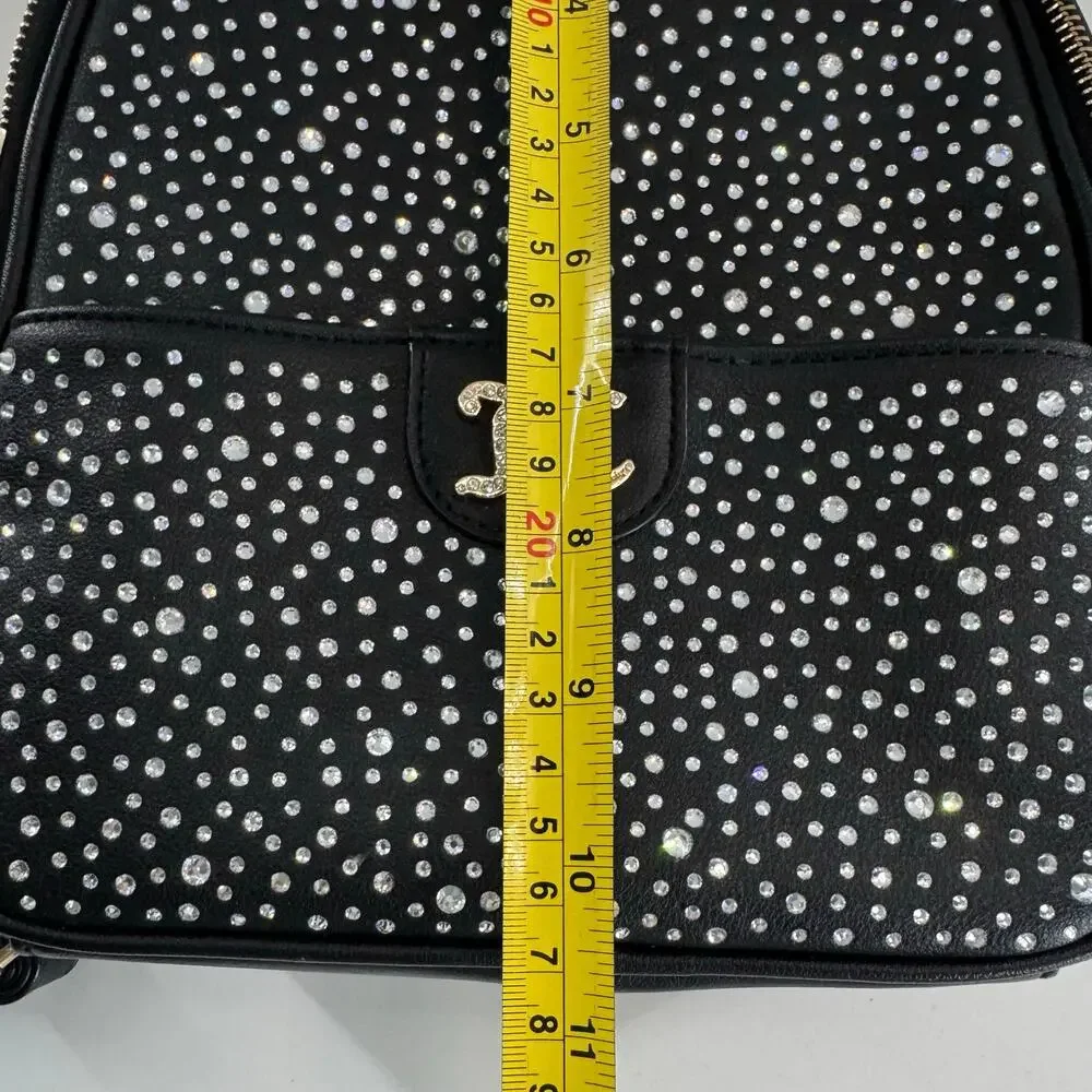 Juicy Couture Black Rhinestone Dazzle Backpack Bling Sparkle - Picture 8 of 8